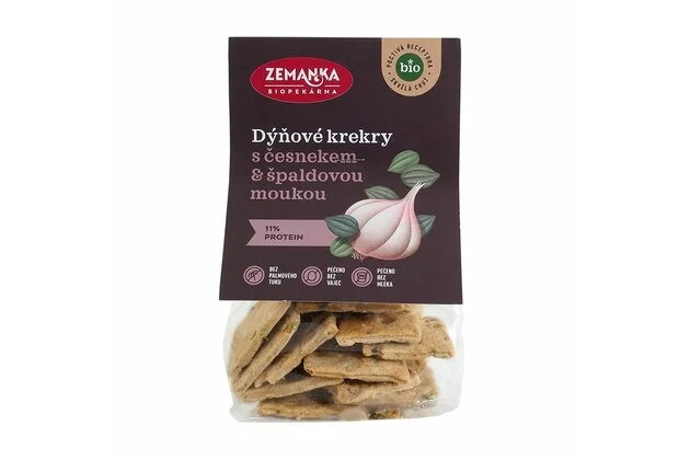 Krekry s tekvicovými semienkami a cesnakom Biopekárna Zemanka bio 100g