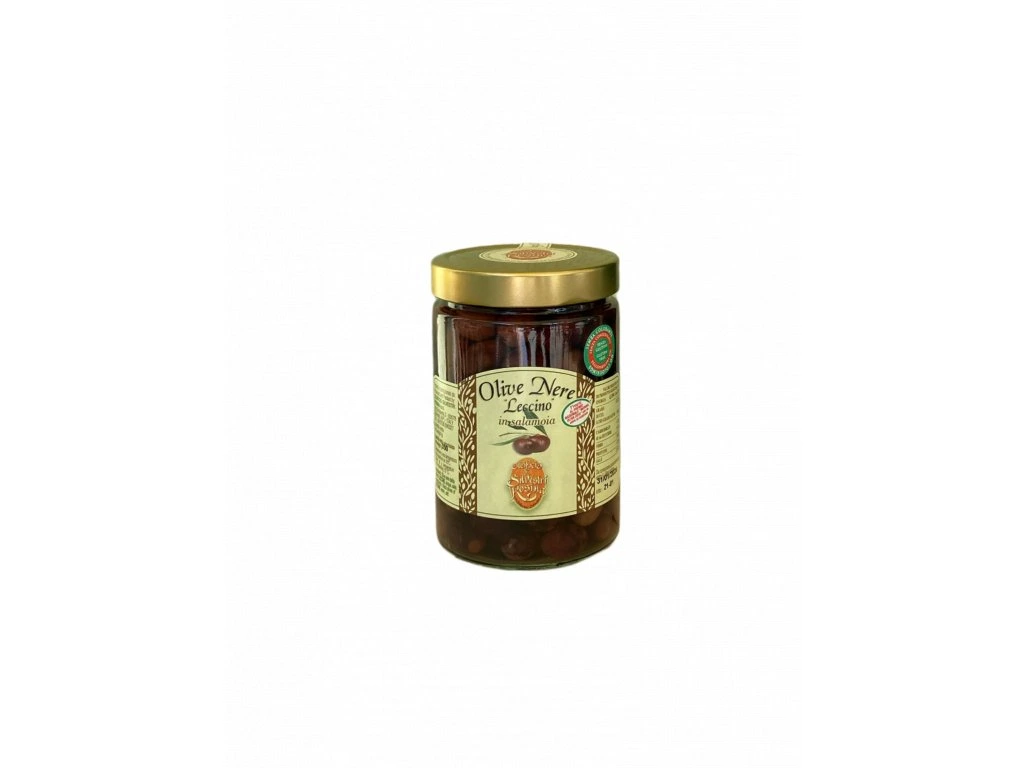Čierne olivy LECCINO v slanom náleve - sklo 350g