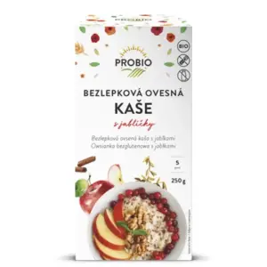 Bezlepková ovsená kaša s jablkami a škoricou bio PROBIO 250g