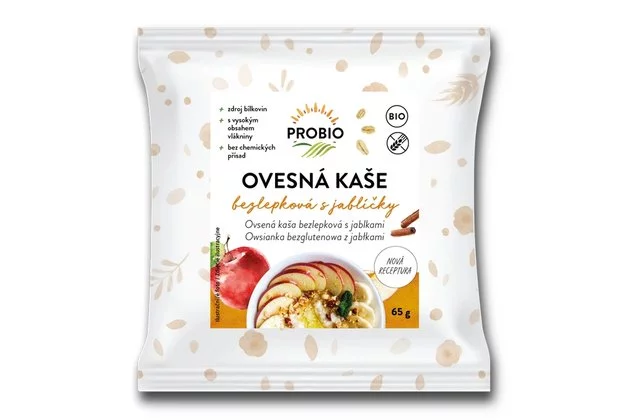 Bezlepková ovsená kaša s jablkom a škoricou bio PROBIO 65g